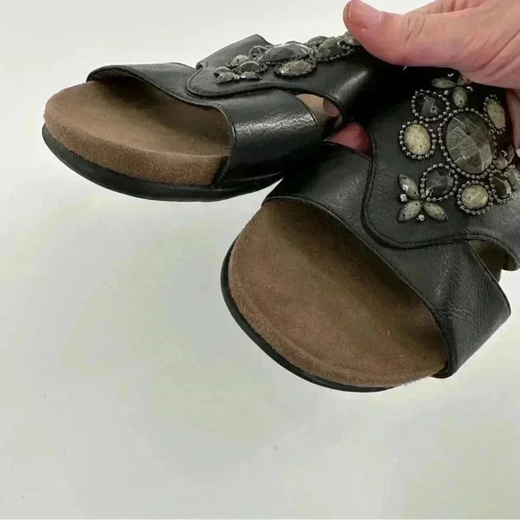 Natural soul Naturalizer amethyst sandals 8.5 black faux leather gem slides - Picture 10 of 13